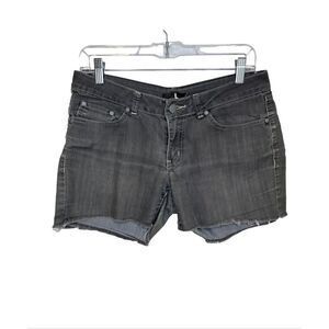 Prana Raw Hem Jean Shorts Stretch Soft Organic Mid Rise Distressed Gray Women 4